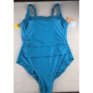 NEW Shade And Shore Women Blue 1- Piece Swimsuit Full Seat Coverage Size 18W 431